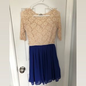 Cream and Navy Lace Dress